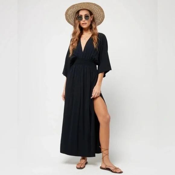 L*Space NWT Sungazer Coverup Full Length Beach‎ Dress in Black Small MSRP $165 - Picture 1 of 6